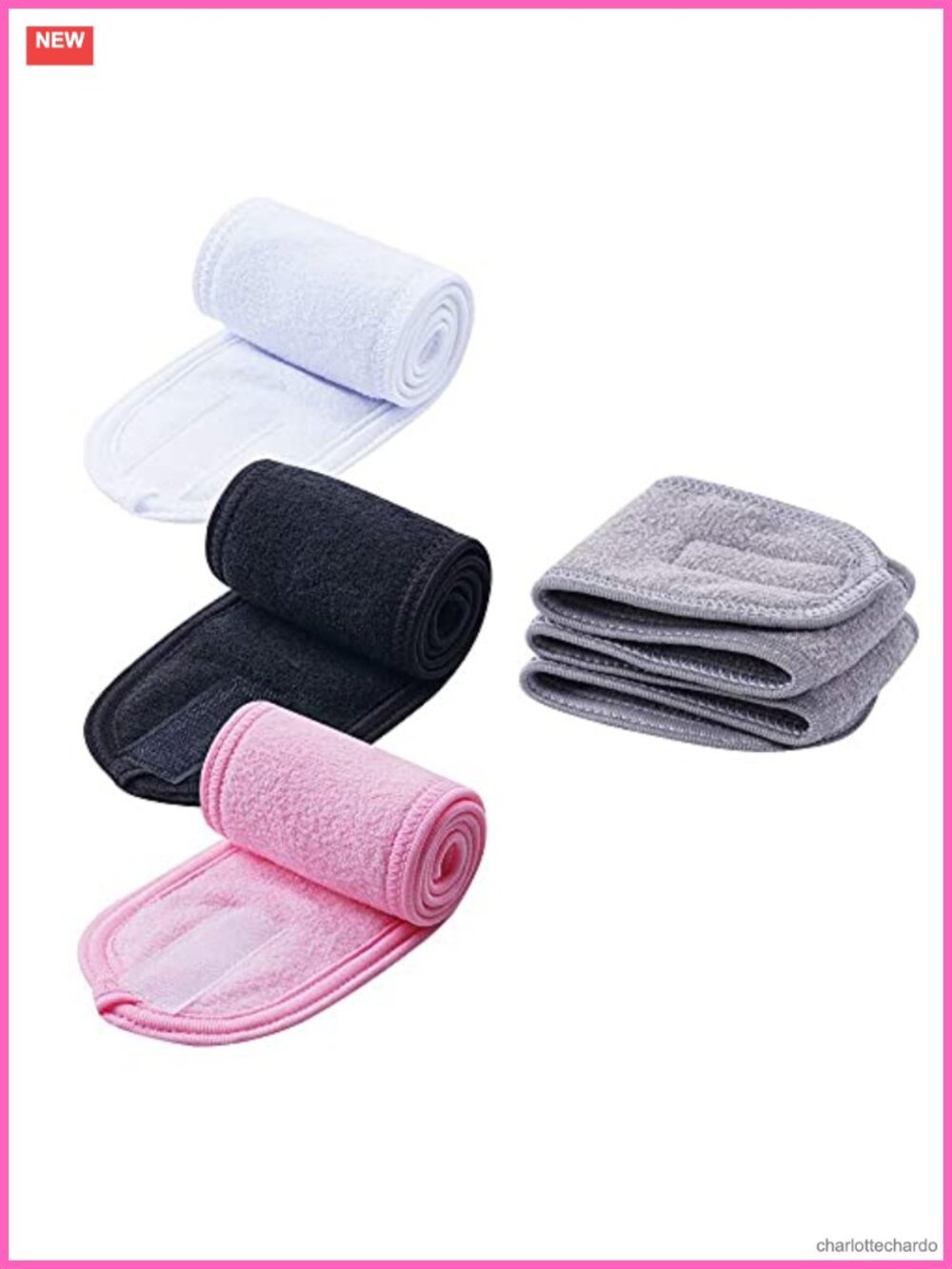 4 Pc Spa Facial Headband Makeup Skincare Terry Cloth Adjustable
